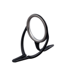Double-foot rod guide with oval ring and black frame, metallic inner ring detail