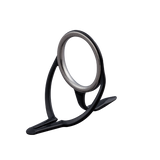 Double-foot rod guide with oval ring and black frame, metallic inner ring detail