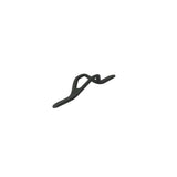 Black titanium hook keeper clip with loop and two fork prongs