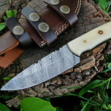 Custom Handmade Damascus Steel Hunting Skinning Knife