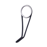 Single-foot fishing line guide with black frame and silver stainless ring