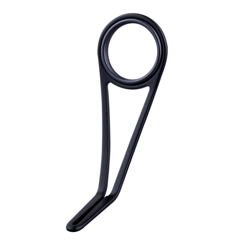 Black single-foot fishing rod guide with circular ring