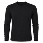 Men's long sleeve performance shirt, black crew neck, long sleeves, straight hem