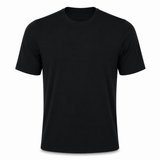 Men's black short-sleeve athletic shirt with round crew neckline