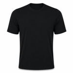 Black crew-neck short sleeve performance shirt, solid color