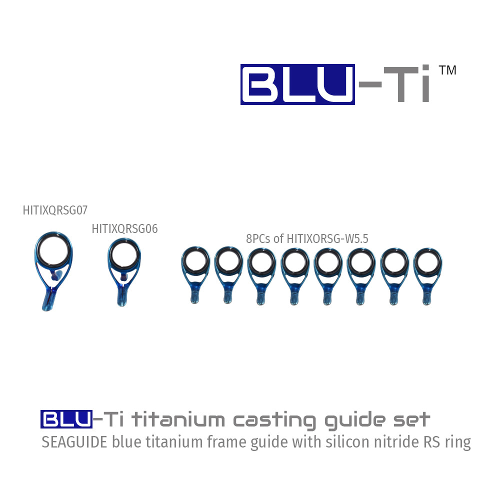 Blue titanium casting guide set with black RS rings