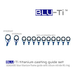 Blue titanium casting guide set with black RS rings, 10 guides