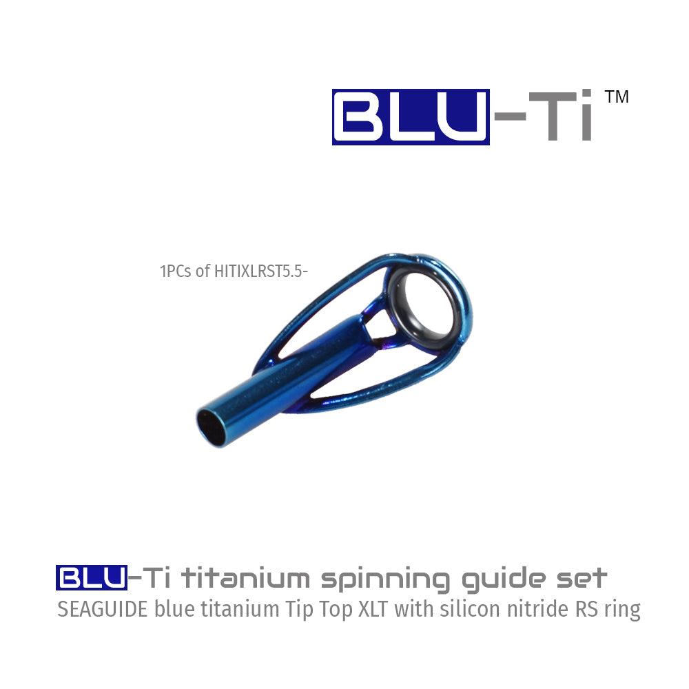 Blue titanium spinning guide, single tip-top with black RS ring