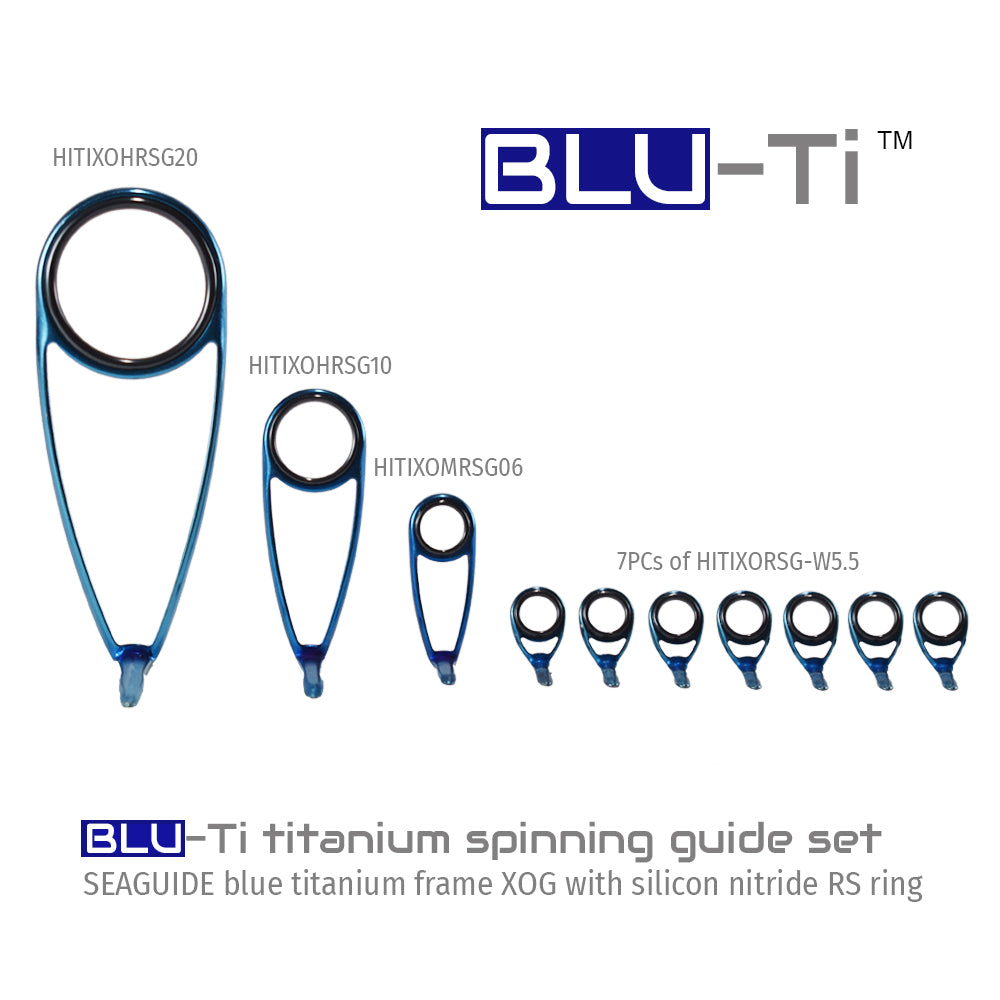 Seaguide Blu-Ti titanium spinning guide set, blue frame rings with black insert