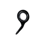 Black single-foot fishing line guide with ceramic ring, round eye