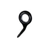 Black single-foot fishing line guide with ceramic ring, round eye