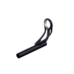 Black fishing rod tip top guide with stainless steel ring, side profile