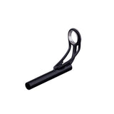 Black fishing rod tip top guide with stainless steel ring, side profile