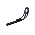 Black fishing rod tip top with ceramic ring and angled frame