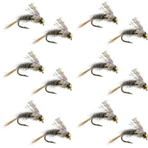 Wet fly fishing flies, grey-brown deer hair wet fly set of 12, hook size 18