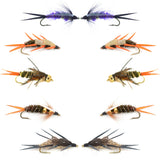 Basics Collection - Double Bead Head Nymph Assortment - 10 Wet Flies - 5 Patterns - Hook Size 12