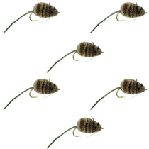 Deer hair bug fishing fly, dark olive, weed-guard hook, multiple flies