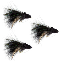 Deer-hair diver fishing flies, black with brown highlights (3-pack)