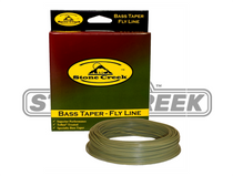 Stone Creek bass taper fly line in moss olive, coiled line with retail box