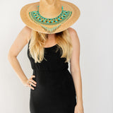 Turquoise Cascading Beaded Hat Necklace