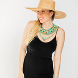 Turquoise Cascading Beaded Hat Necklace