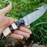 Custom Handmade Damascus Steel Guthook Hunting Knife