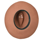 Wool felt rancher hat interior with BIGALL label and dark green band