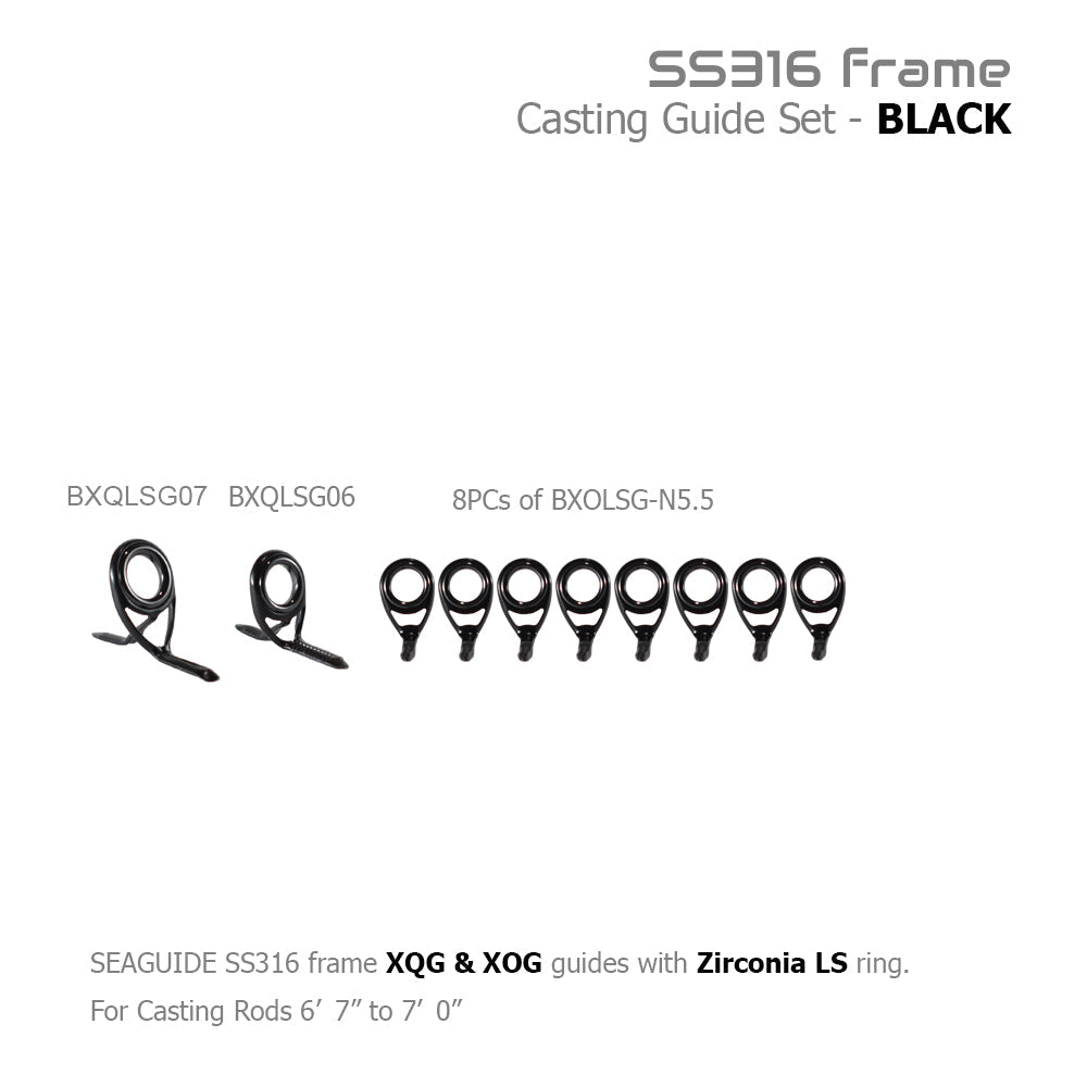 Black casting guide set with Zirconia LS rings, 8 pieces