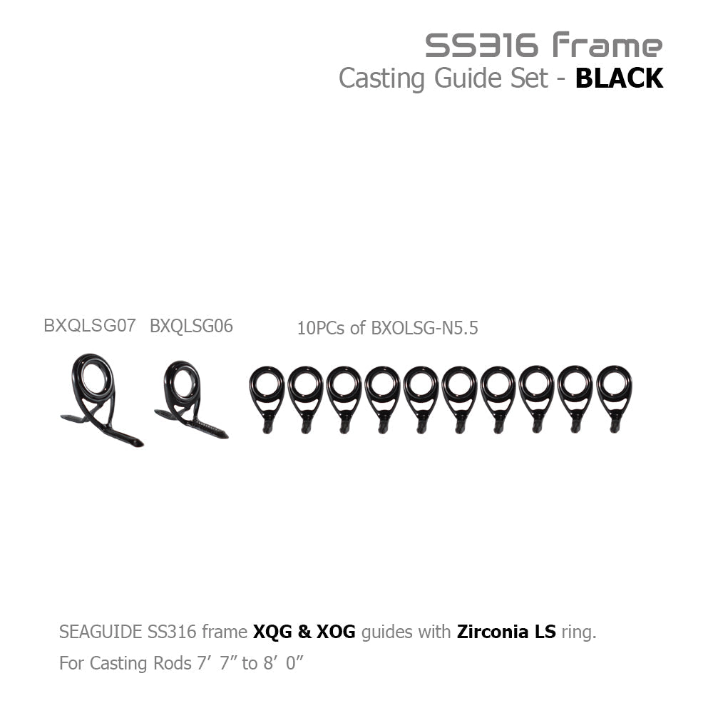 Black casting guide set with Zirconia LS rings, 10 pieces