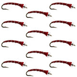 Mercury Red Blood Midge - Glass Bead Head 12 Flies Size 18