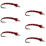 Mercury Red Blood Midge - Glass Bead Head 6 Flies Size 20