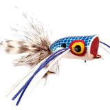 Bass Popper, Size 2 | Blue and White | Qty. 4 | Wild Water Fly Fishing