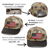 All Mesh Flag Cap Vintage WW2 Camo Wax Cloth Visor