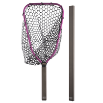 Brookie net package with white mesh net and purple padded frame, on a foldable handle