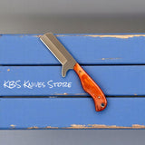 Bull Cutter Knife - D2 Steel Blade with Orange Bone Handle & Leather Sheath (4" Blade)