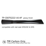 Trihedral carbon fiber fishing rod grip, glossy black finish