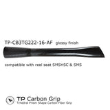 Trihedral carbon fiber fishing rod grip, glossy black finish