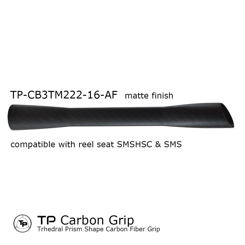 Trihedral carbon fiber fishing rod grip, matte black finish