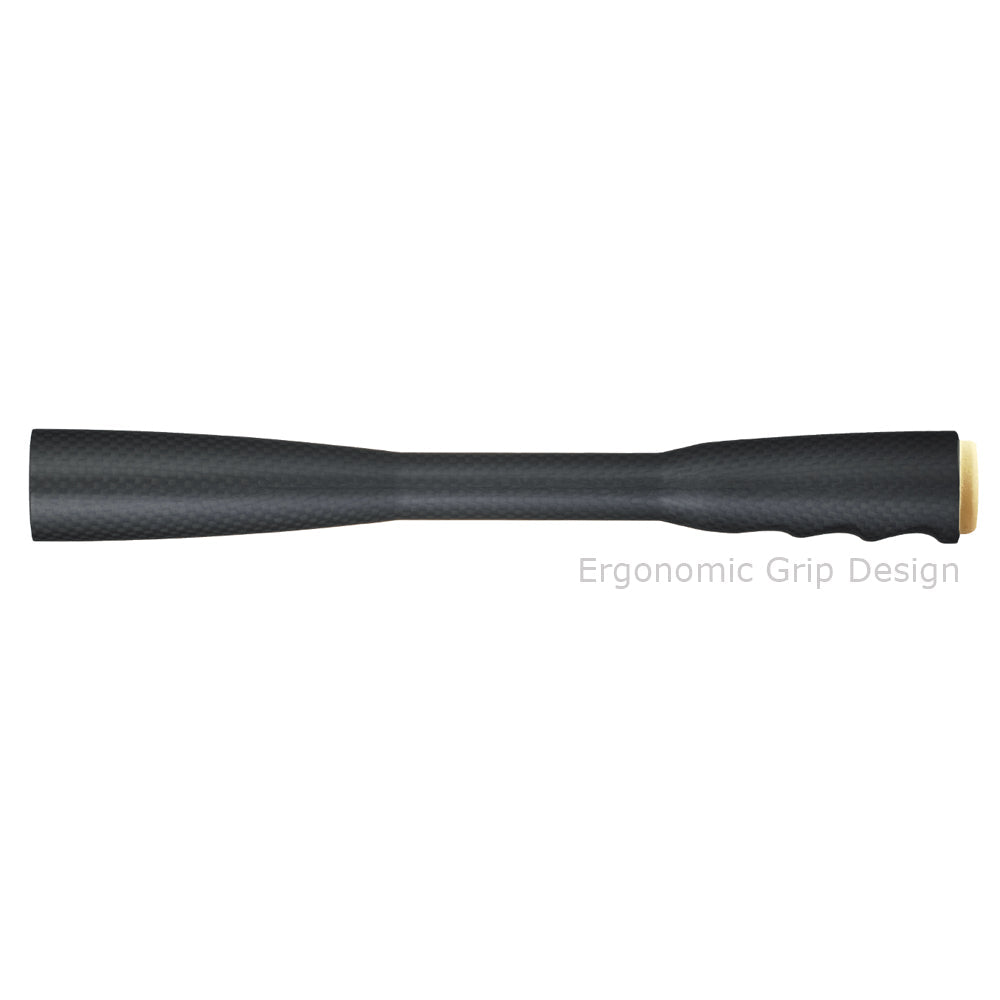 Carbon fiber rear grip for fishing rod, dark textured handle with gold end cap