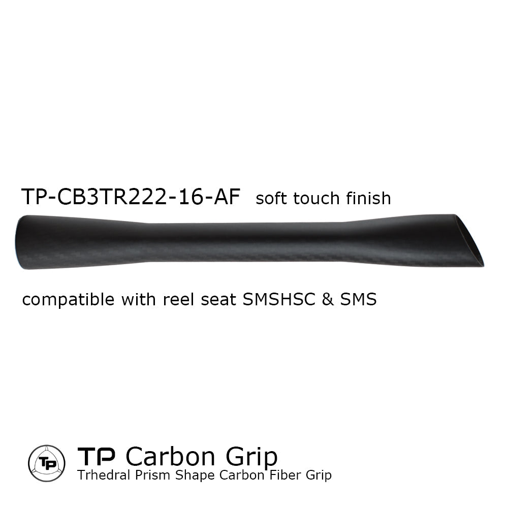Trihedral carbon fiber fishing rod grip, soft-touch black finish