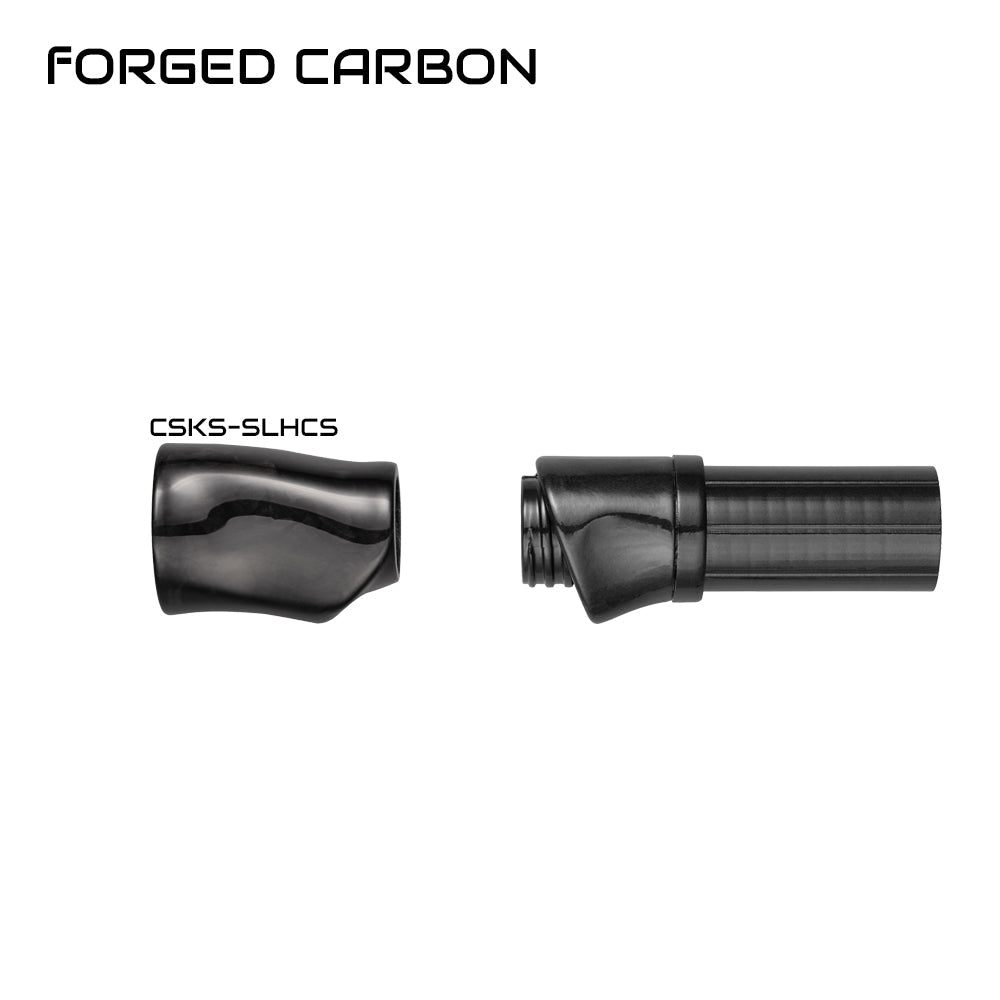 Carbon fiber spinning reel seat hood and nut, black with ribbed sleeve