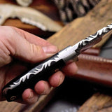 Custom Skinning Hunting Knife | Hand Forged 1095 Steel Blade with Micarta Handle | 7.2 Inches | Leather Sheath | KBS Knives