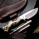 Wolf Paw Hunter’s VG10 Steel Knife – Scrimshaw Bone Handle
