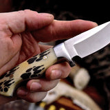 Wolf Paw Hunter’s VG10 Steel Knife – Scrimshaw Bone Handle