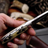 Wolf Paw Hunter’s VG10 Steel Knife – Scrimshaw Bone Handle
