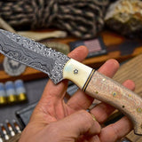 Damascus Steel Hunting Skinning Camping Knife