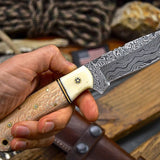 Damascus Steel Hunting Skinning Camping Knife