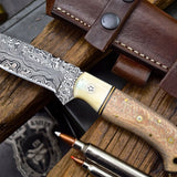 Damascus Steel Hunting Skinning Camping Knife