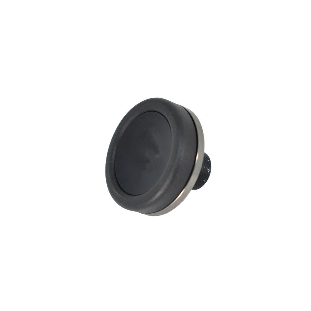 Black butt cap with smooth face and short side stem