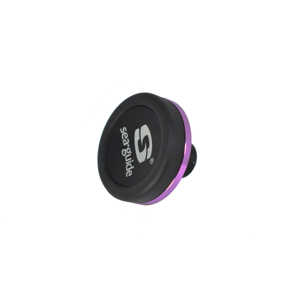Black Seaguide butt cap with purple outer ring and front logo